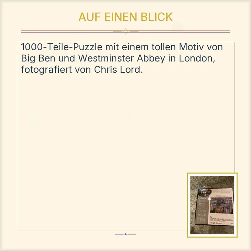 Cardinal Puzzle 1000 Teile London Big Ben Westminster Abbey Chris Lord 3