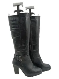 Chiemsee Damen Stiefel Leder Schwarz Gr. 36 Absatz 7.5 cm Schnalle 1