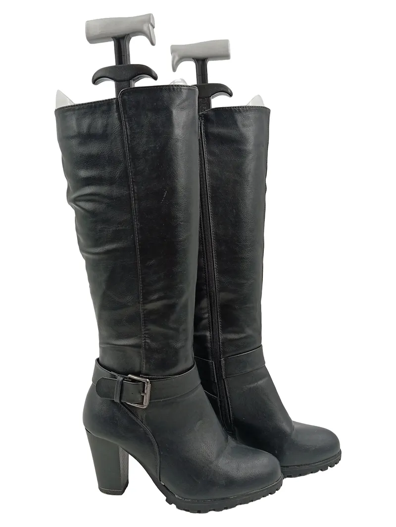 Chiemsee Damen Stiefel Leder Schwarz Gr. 36 Absatz 7.5 cm Schnalle 1