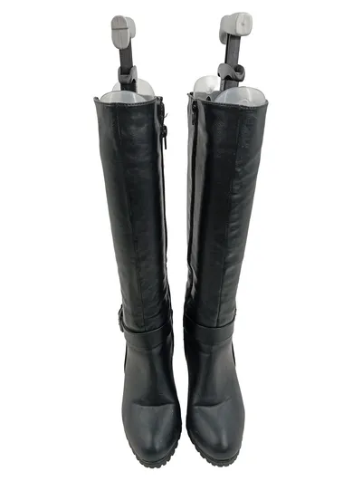 Chiemsee Damen Stiefel Leder Schwarz Gr. 36 Absatz 7.5 cm Schnalle