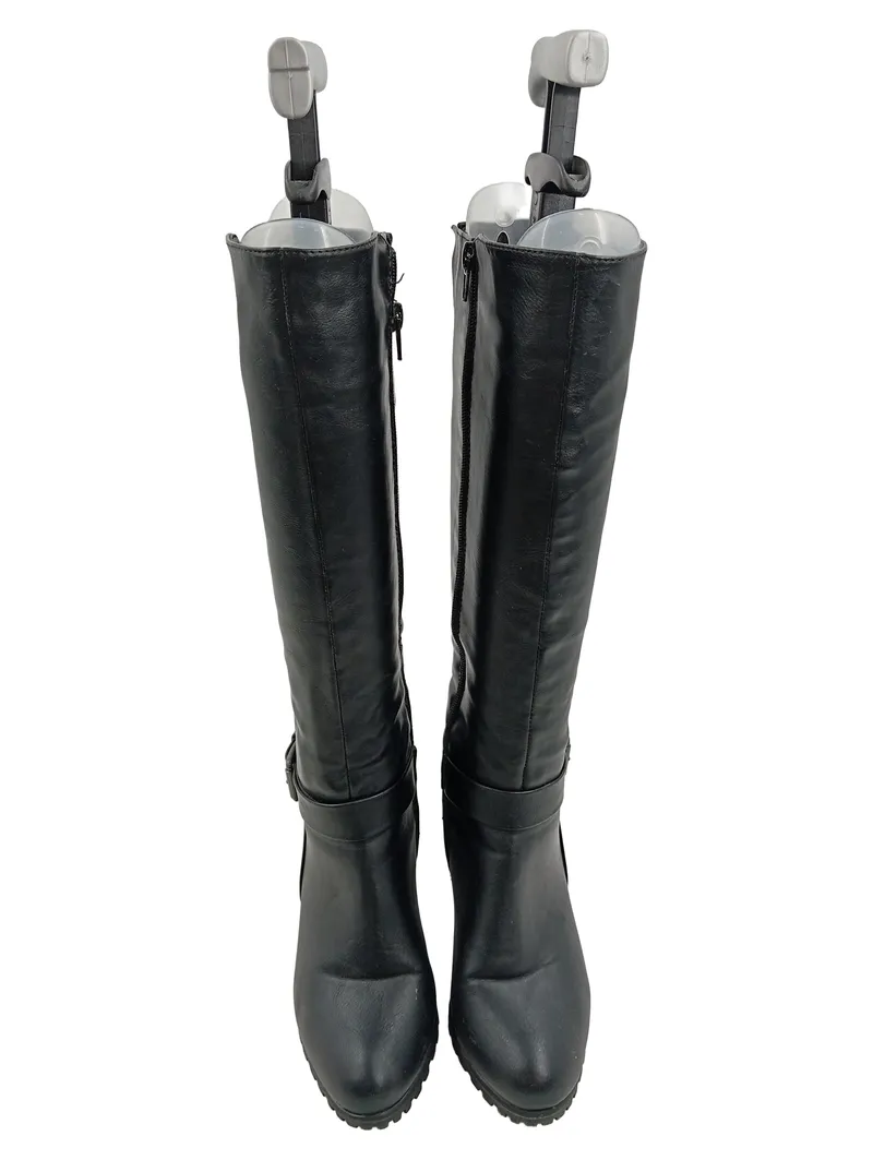 Chiemsee Damen Stiefel Leder Schwarz Gr. 36 Absatz 7.5 cm Schnalle 2