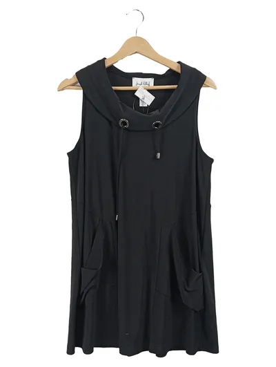 Joseph Ribkoff Freizeitkleid Schwarz Gr. 40 L Ärmellos Kapuze Casual