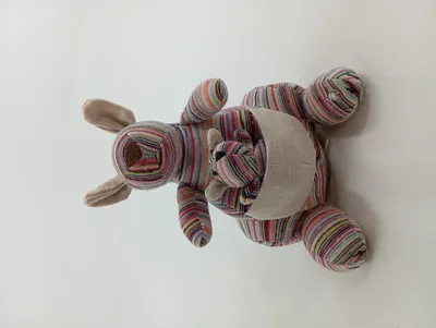 MUJI Baby Kuscheltier Känguru mit Baby Gestreift Mehrfarbig 18cm