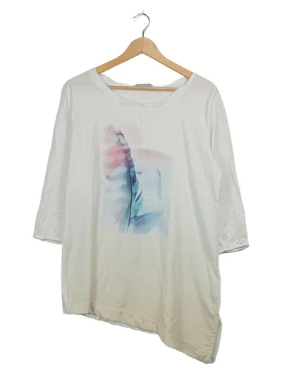 Betty & Co Damen Langarmshirt Gr. 42 Weiß Feder Print Farbverlauf