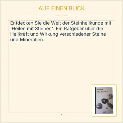 Heilen mit Steinen Heilkraft und Wirkung Eurobooks Hardcover Taschenbuch