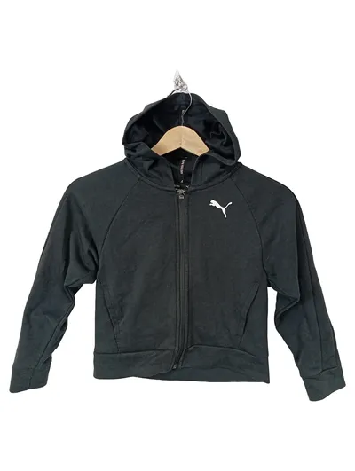 PUMA Trainingsjacke Kinder Gr. 140 Schwarz Kapuze Sportjacke Sweatjacke