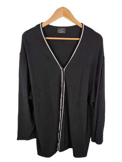 SAMOON Damen Strickjacke Cardigan Gr. 44 XXL Schwarz Viskose