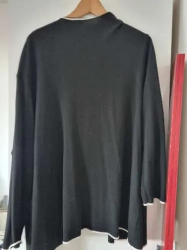 SAMOON Damen Strickjacke Cardigan Gr. 44 XXL Schwarz Viskose