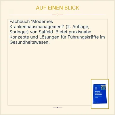 Fachbuch Modernes Krankenhausmanagement Salfeld 2. Auflage Springer Medizin