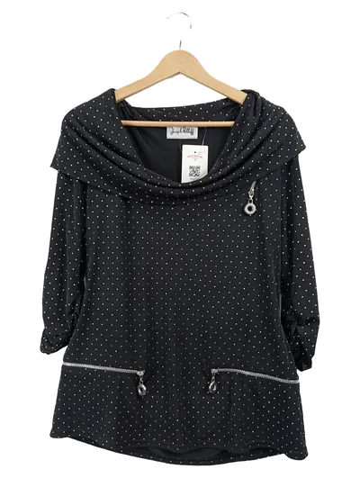 Joseph Ribkoff Pullover Schwarz Gepunktet Reißverschluss-Details Gr. 40