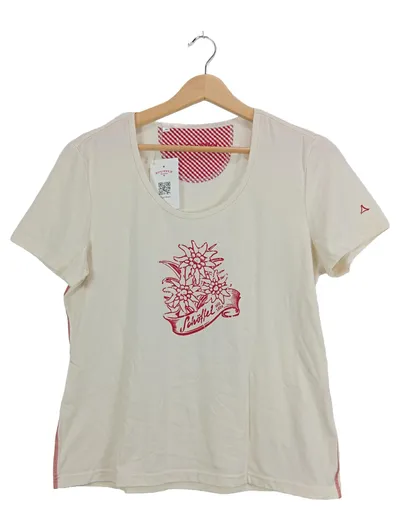 Schöffel Damen T-Shirt Edelweiß Motiv Beige Gr. 40 L Outdoor Kurzarm