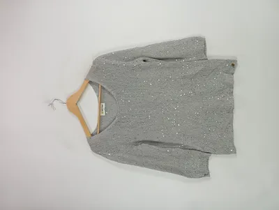 Rich & Royal Damen Pullover Gr. 38 M Grau Meliert Pailletten 3/4-Arm