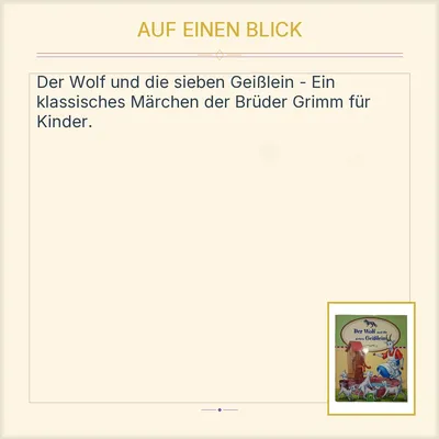 Der Wolf und die sieben Geißlein Brüder Grimm Kinderbuch Märchenbuch