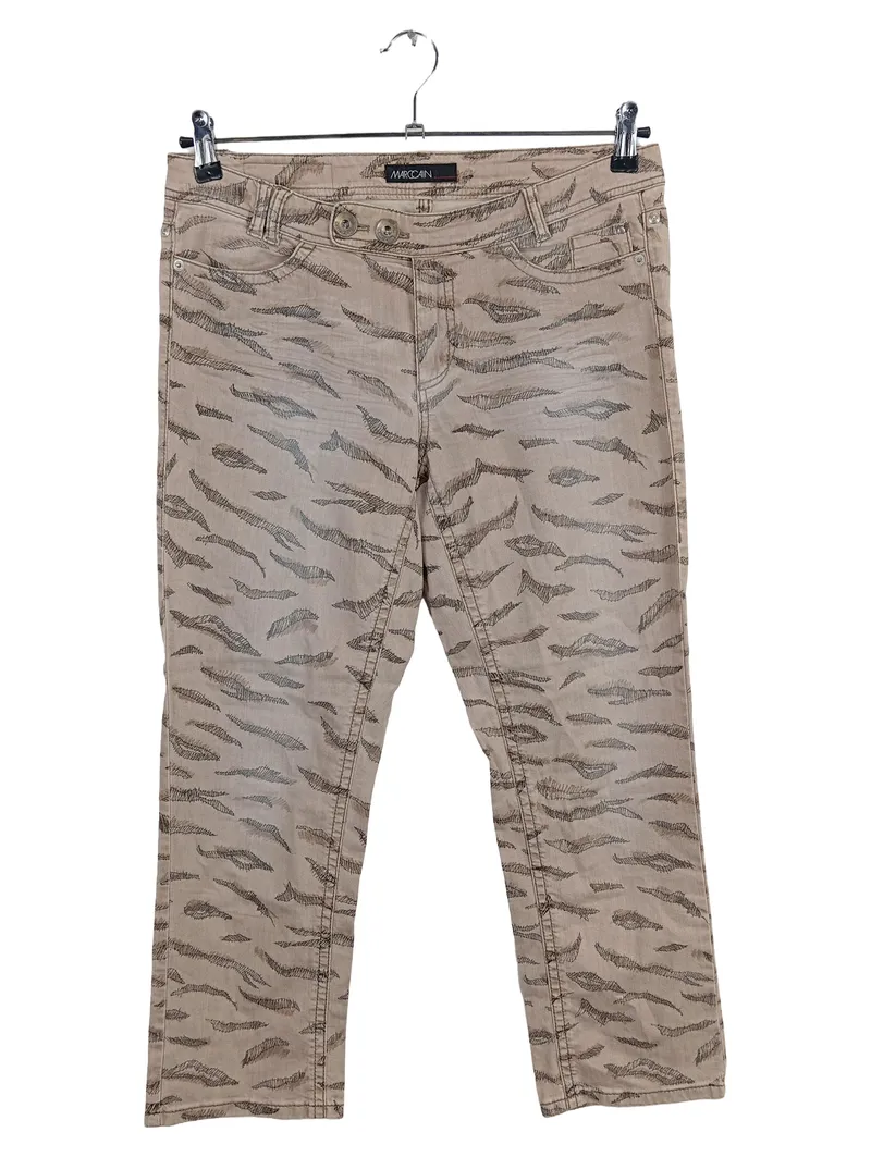 Marc Cain Damen Stoffhose Beige Animal-Print Gr. 40 W31 L24 Baumwolle 1