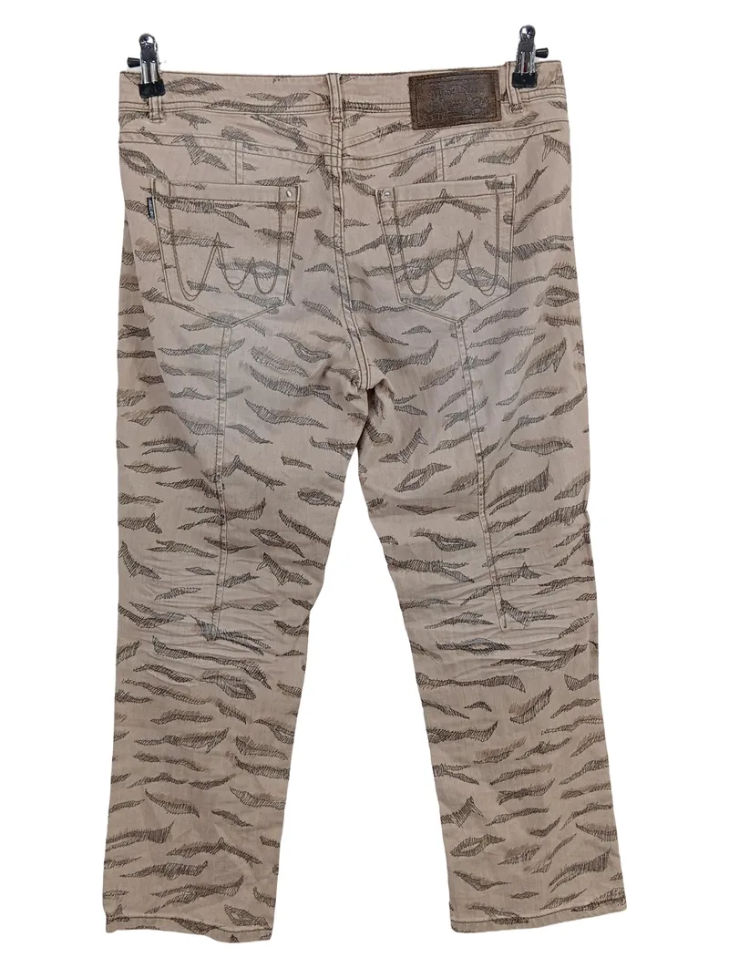 Marc Cain Damen Stoffhose Beige Animal-Print Gr. 40 W31 L24 Baumwolle 2