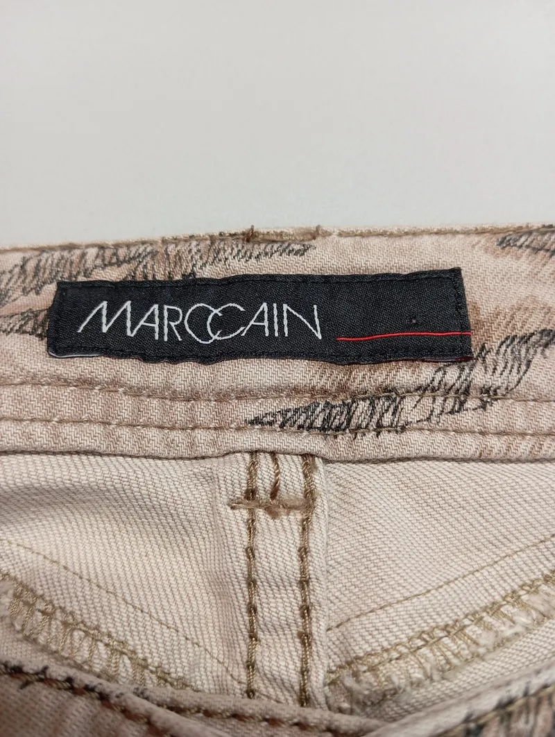 Marc Cain Damen Stoffhose Beige Animal-Print Gr. 40 W31 L24 Baumwolle 3