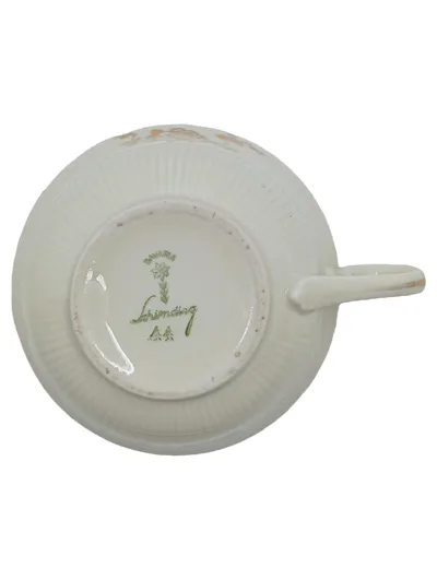 Schirnding Bavaria Tasse Porzellan Weiß Gold Blumenmuster Vintage Ø 10cm