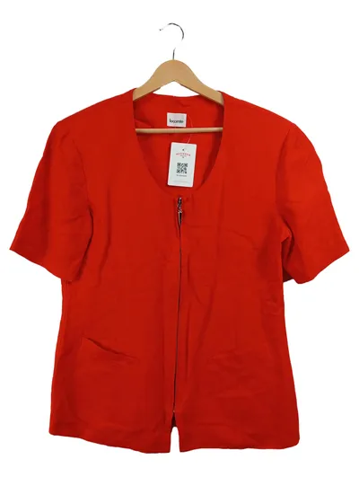 LeComte Leichte Jacke Damen Gr. 42 Rot Kurzarm Reißverschluss Leinen Viskose