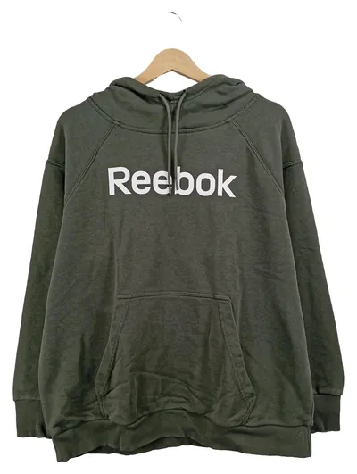 Reebok Herren Kapuzenpullover Hoodie Oliv Gr. 52 XL Logo-Print