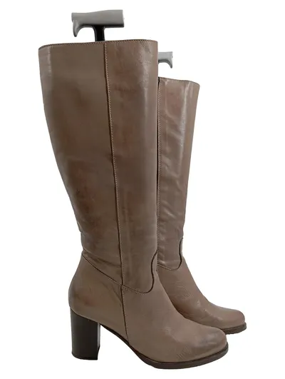 Evita Damen Langschaftstiefel Stiefel Braun Leder Gr. 39 Absatz Klassisch