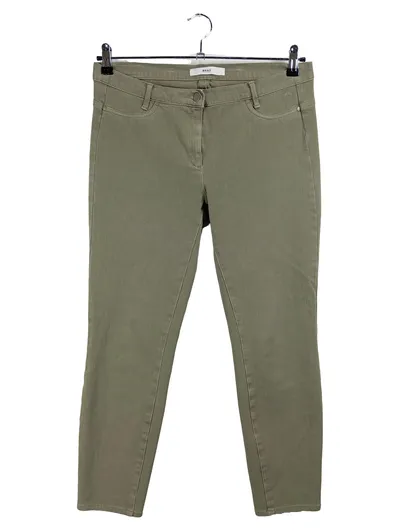 BRAX Damen Stoffhose Gr. 42 W33 Oliv Casual Baumwolle Stretch