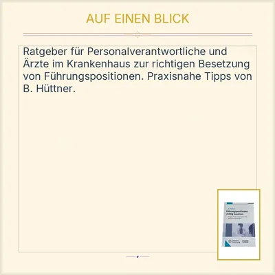 Führungspositionen richtig besetzen B. Hüttner Deutscher Ärzte-Verlag Fachbuch