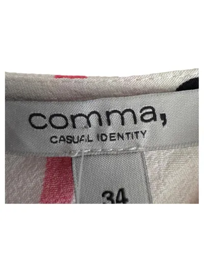 Comma Damen Bluse Weiß Gr. 34 XS Punkte Streifen 3, 4-Arm Casual