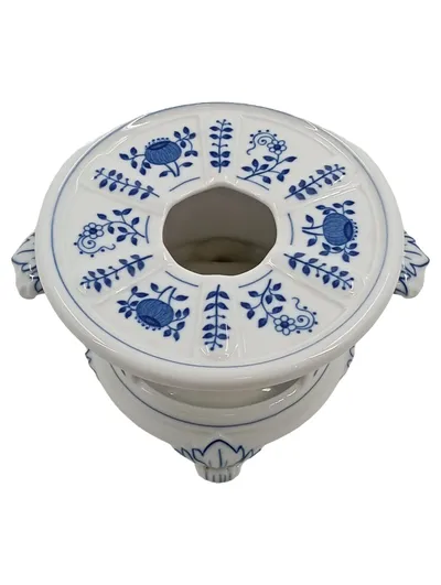 Hutschenreuther Stövchen Porzellan Weiß Blau Blumenmuster