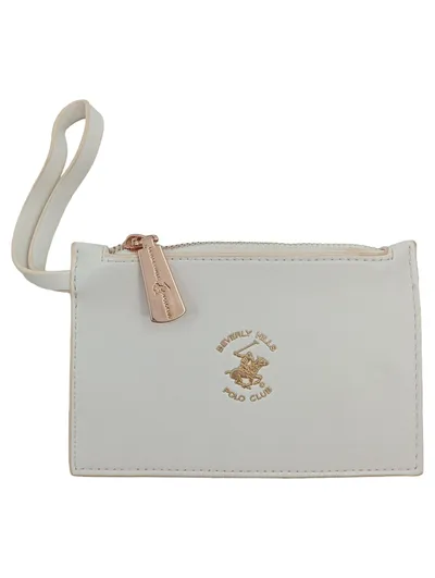 Beverly Hills Polo Club Damen Clutch Weiß Polyurethan 15x10cm Handgelenktasche
