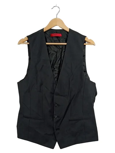HUGO BOSS Herren Anzugweste Business Weste Schwarz Gr. 94 Wolle