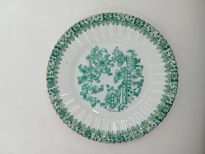 Tuppack Essteller China Grün Porzellan Weiß Vintage Kuchenteller 19 cm