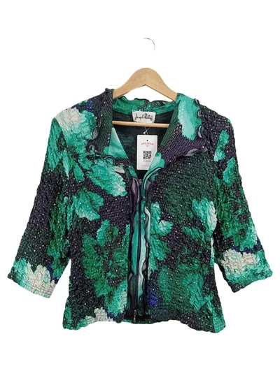 Joseph Ribkoff Leichte Jacke Damen Gr. 38 Grün Blumenmuster Elegant Pailletten
