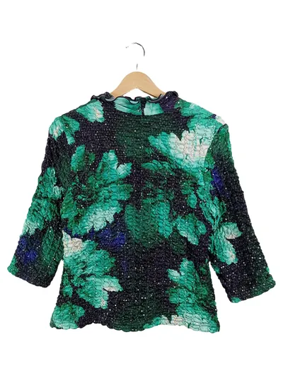 Joseph Ribkoff Leichte Jacke Damen Gr. 38 Grün Blumenmuster Elegant Pailletten