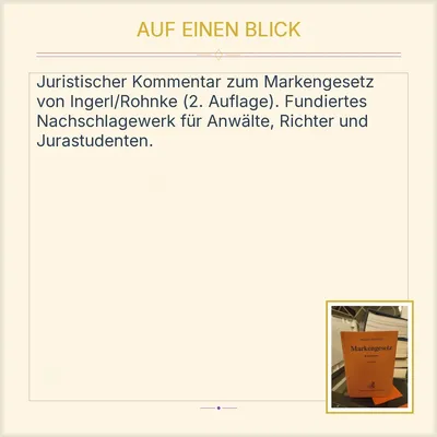 Markengesetz Kommentar Ingerl, Rohnke 2. Auflage C.H.Beck Jura Gesetzbuch