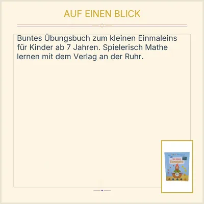 Mein buntes Übungsbuch Das kleine Einmaleins Verlag an der Ruhr Mathe Kinder