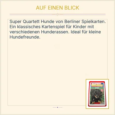 Super Quartett Hunde Berliner Spielkarten Kartenspiel Tierquartett