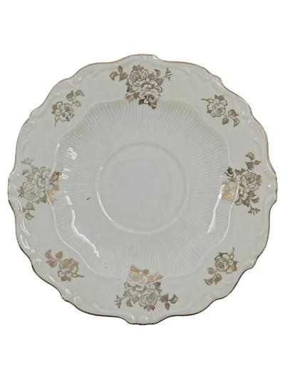 Schirnding Unterteller Porzellan Weiß Blumenmuster Goldrand 16 cm Klassisch