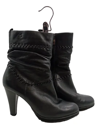 Caprice Stiefelette Damen Leder Schwarz Gr. 36.5 Absatz 9 cm