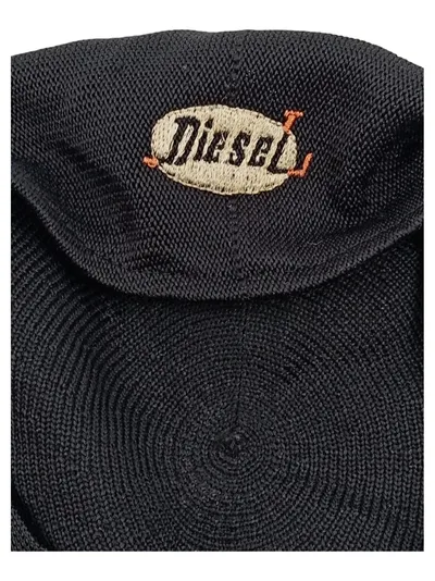 Diesel Schiebermütze Herren Schwarz Baumwolle Casual Mütze Flat Cap