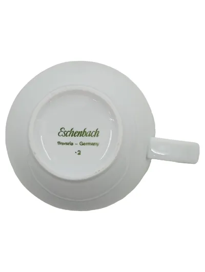 Eschenbach Tasse Kaffeetasse mit Blumenmuster Weiß Keramik 9 cm