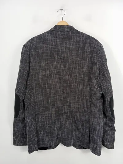 HUGO BOSS Herren Sakko Kariert Grau Gr. 54 XXL Ellbogen-Patches Klassisch