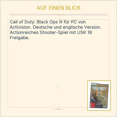 Call of Duty: Black Ops III - PC Actionspiel Activision Shooter