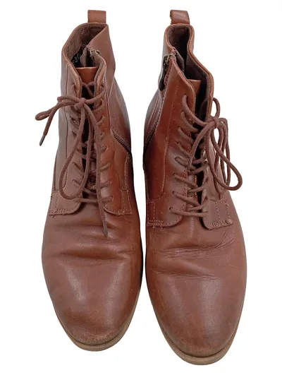 Caprice Damen Stiefelette Schnürstiefelette Braun Gr 38 Casual Leder