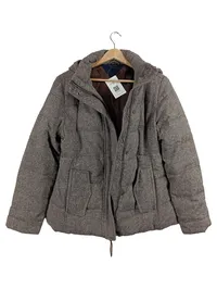 Tommy Hilfiger Steppjacke Damen Gr. L Grau Wolle Kapuze Winterjacke 1