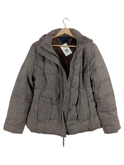 Tommy Hilfiger Steppjacke Damen Gr. L Grau Wolle Kapuze Winterjacke