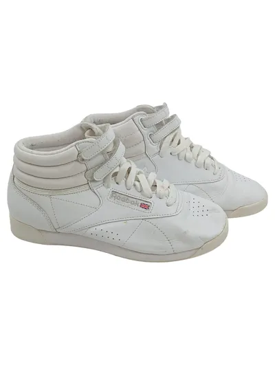 Reebok Freestyle Hi Sneaker High Damen Weiß Gr. 38 Leder Klettverschluss