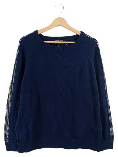 19V69 Italia Damen Pullover Blau Gr. 42 XL Strasssteine Wolle