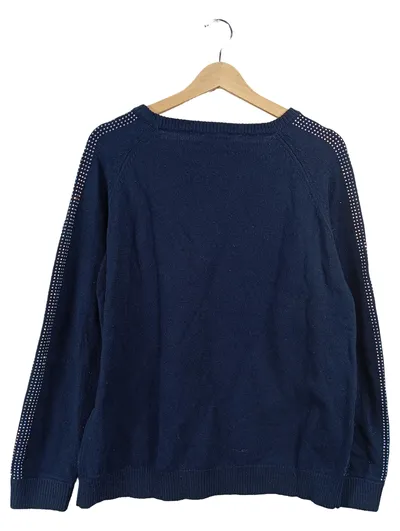19V69 Italia Damen Pullover Blau Gr. 42 XL Strasssteine Wolle