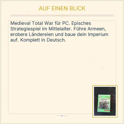 Medieval Total War PC CD-ROM Strategiespiel Activision Deutsch