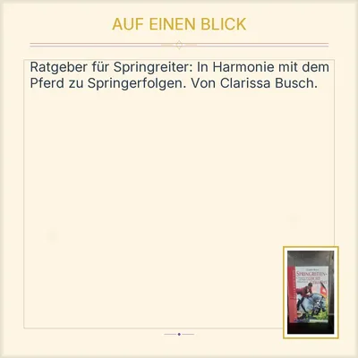 Springreiten leicht gemacht Clarissa Busch Cadmos Sachbuch Pferde Reitsport